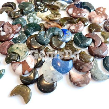 Wholesale Crescent Moon Cabochon Lot, Multi Half Moon Bulk Gemstone