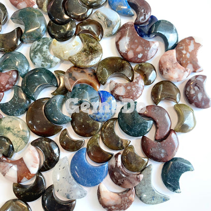 Wholesale Crescent Moon Cabochon Lot, Multi Half Moon Bulk Gemstone