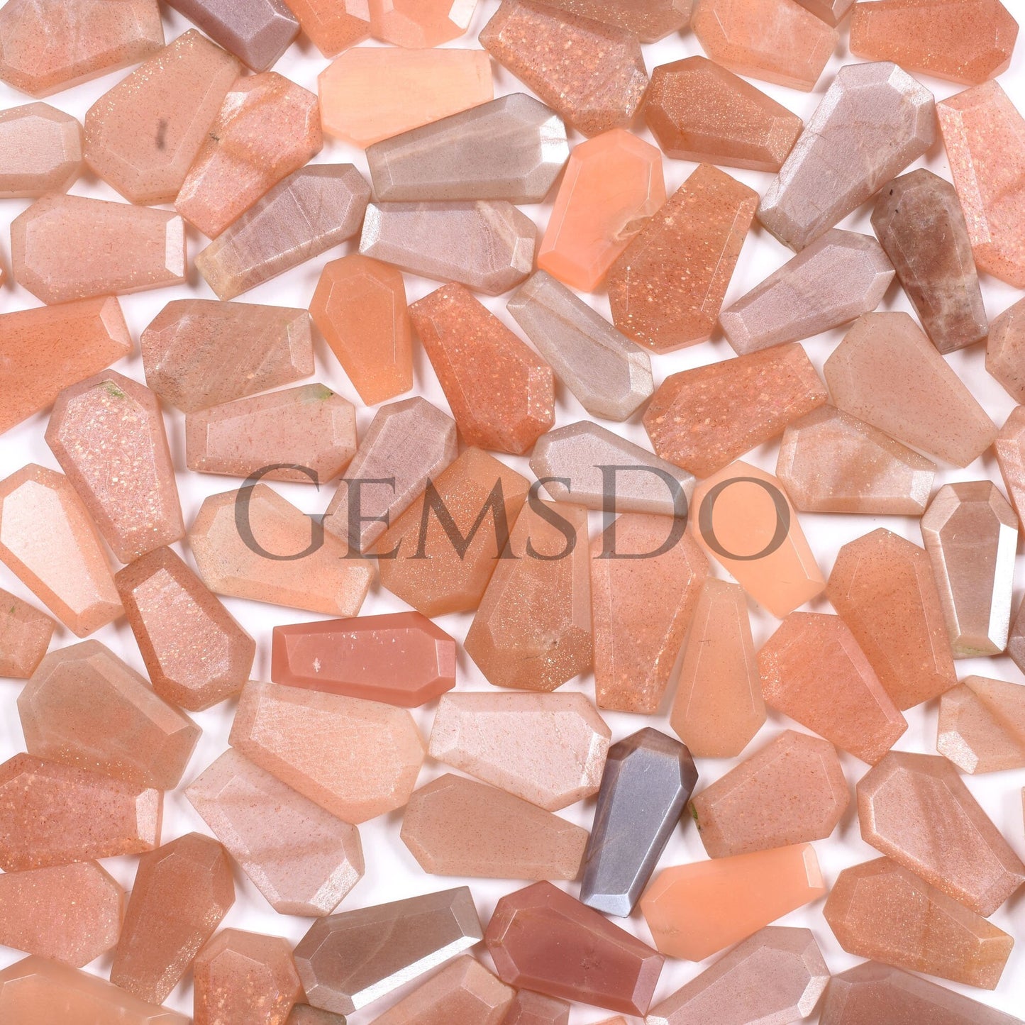 Bulk Price Peach Moonstone Lot, Faceted Coffin Gemstones for Jewelry Making