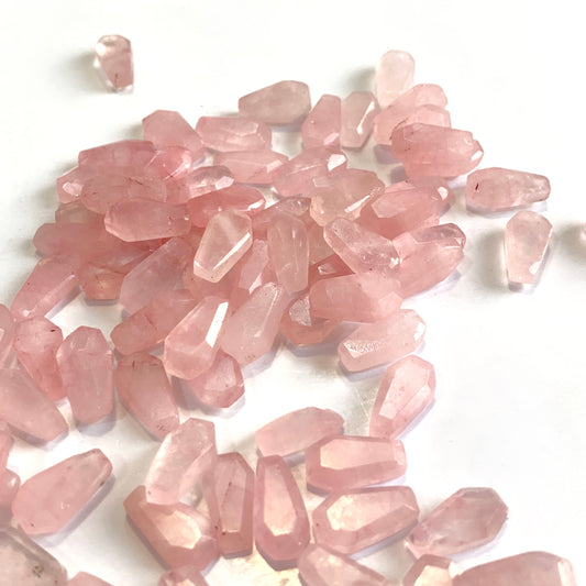 Natural Rose Quartz Coffin Cabochon, Wholesale Faceted Single Step Cut Crystals