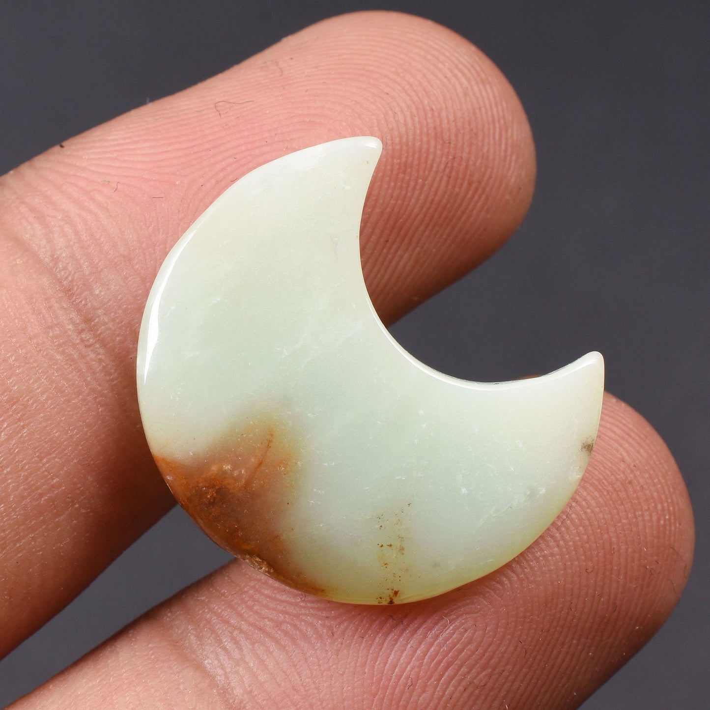 Chrysoprase Moon Carving - Natural Crescent Moon Gemstone Charms