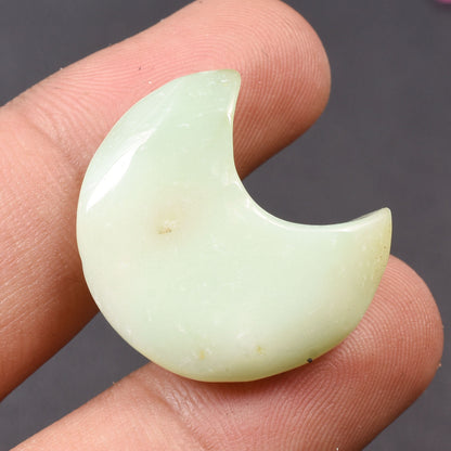 Chrysoprase Moon Carving - Natural Crescent Moon Gemstone Charms