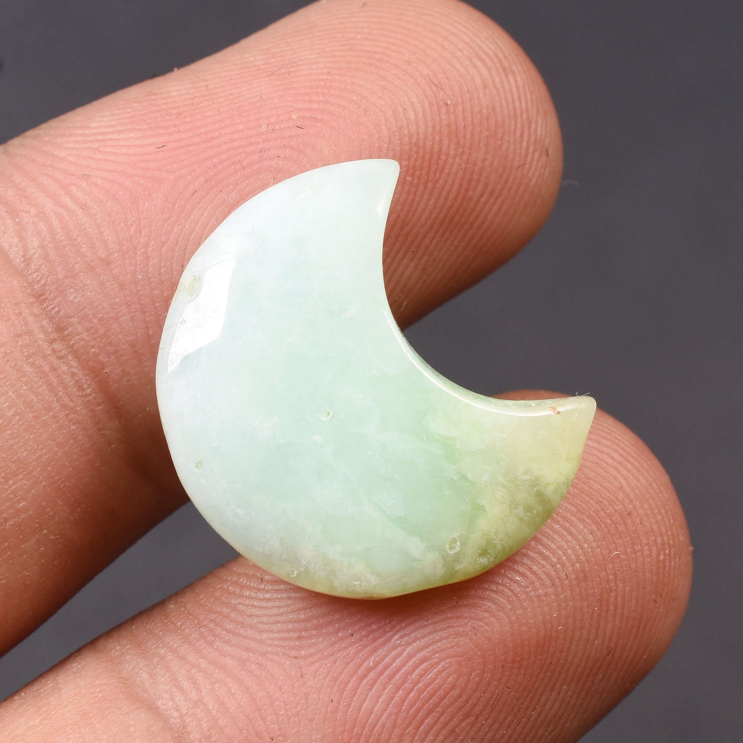 Natural Chrysoprase Crescent Moon - Gemstone Carving Charms for Jewelry Making