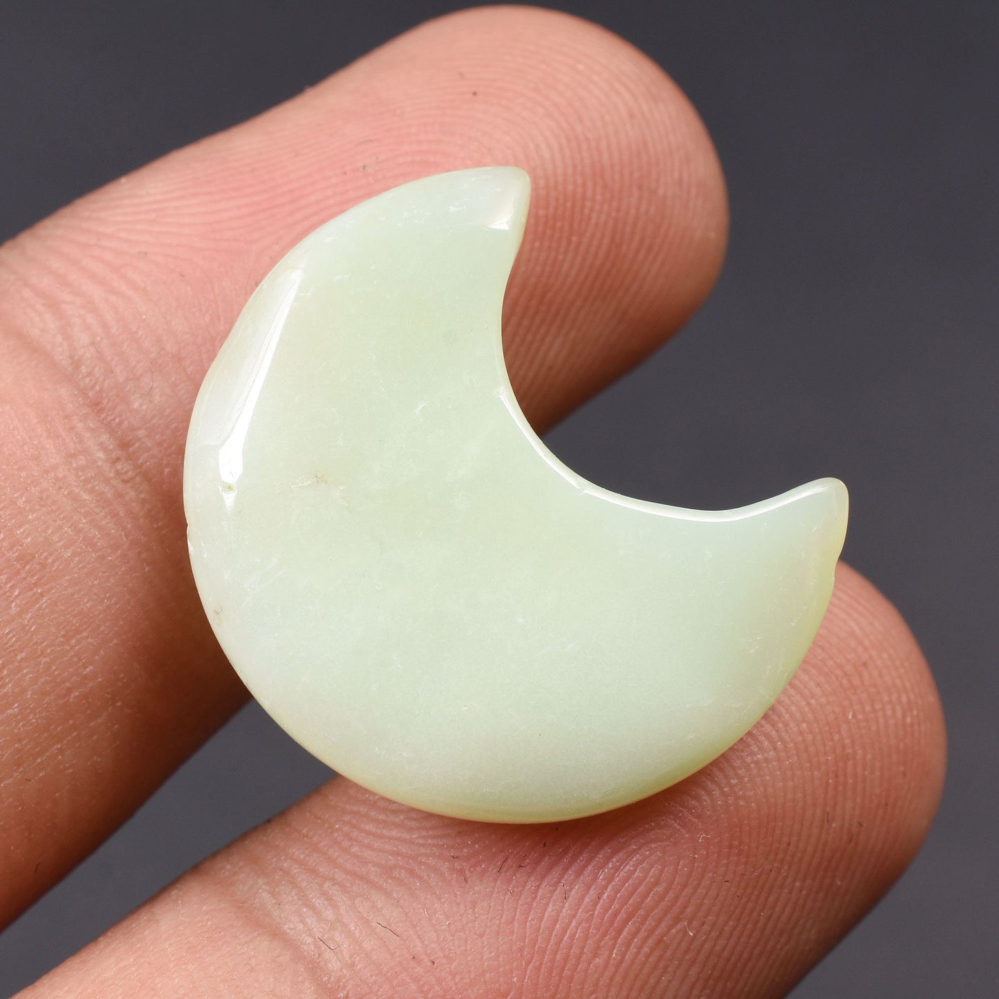 Natural Chrysoprase Crescent Moon - Gemstone Carving Charms for Jewelry Making