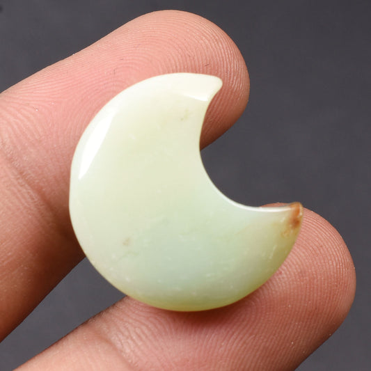 Natural Chrysoprase Crescent Moon - Gemstone Carving Charms for Jewelry Making