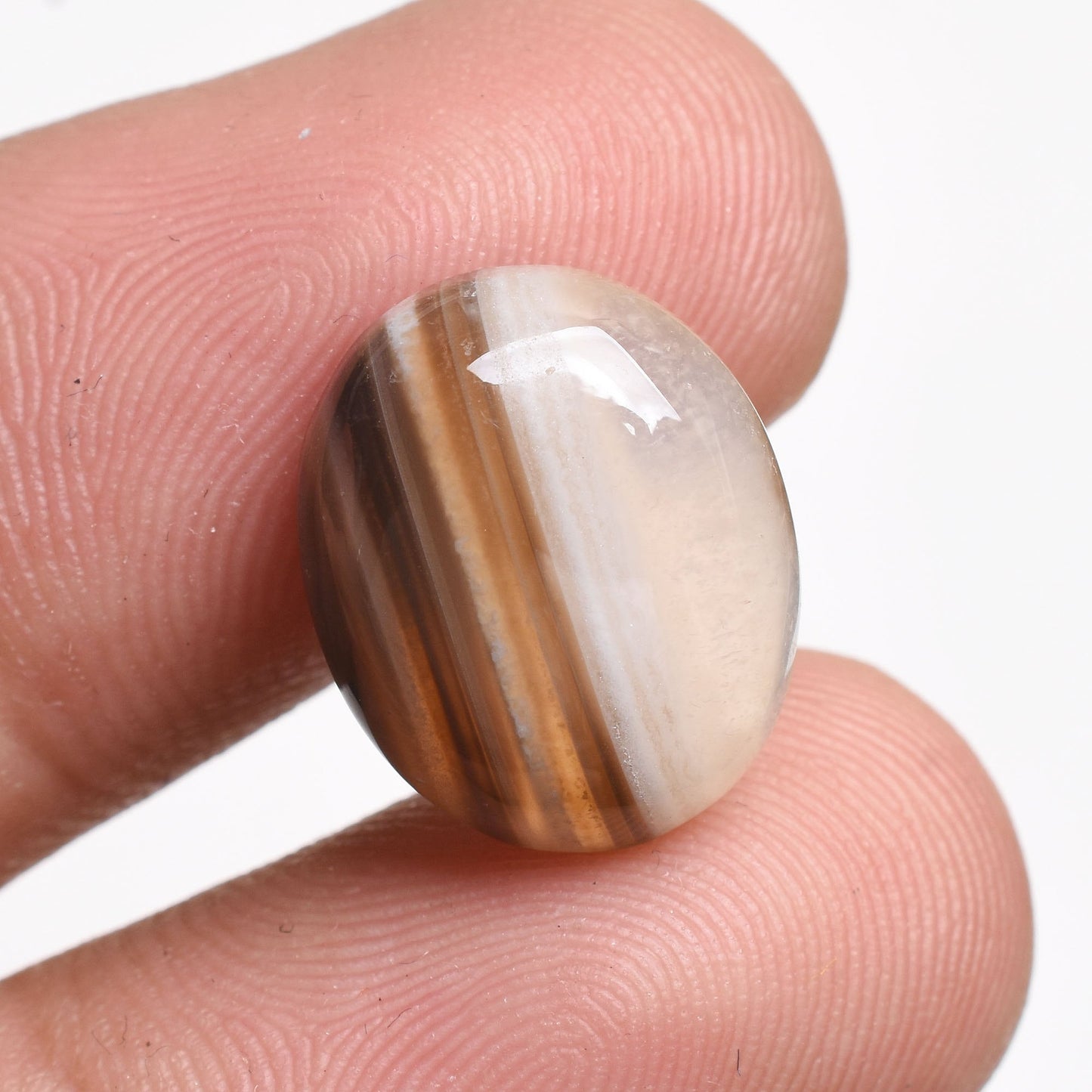 Natural Black Banded Agate Cabochon – Smooth Oval Stone for Jewelry