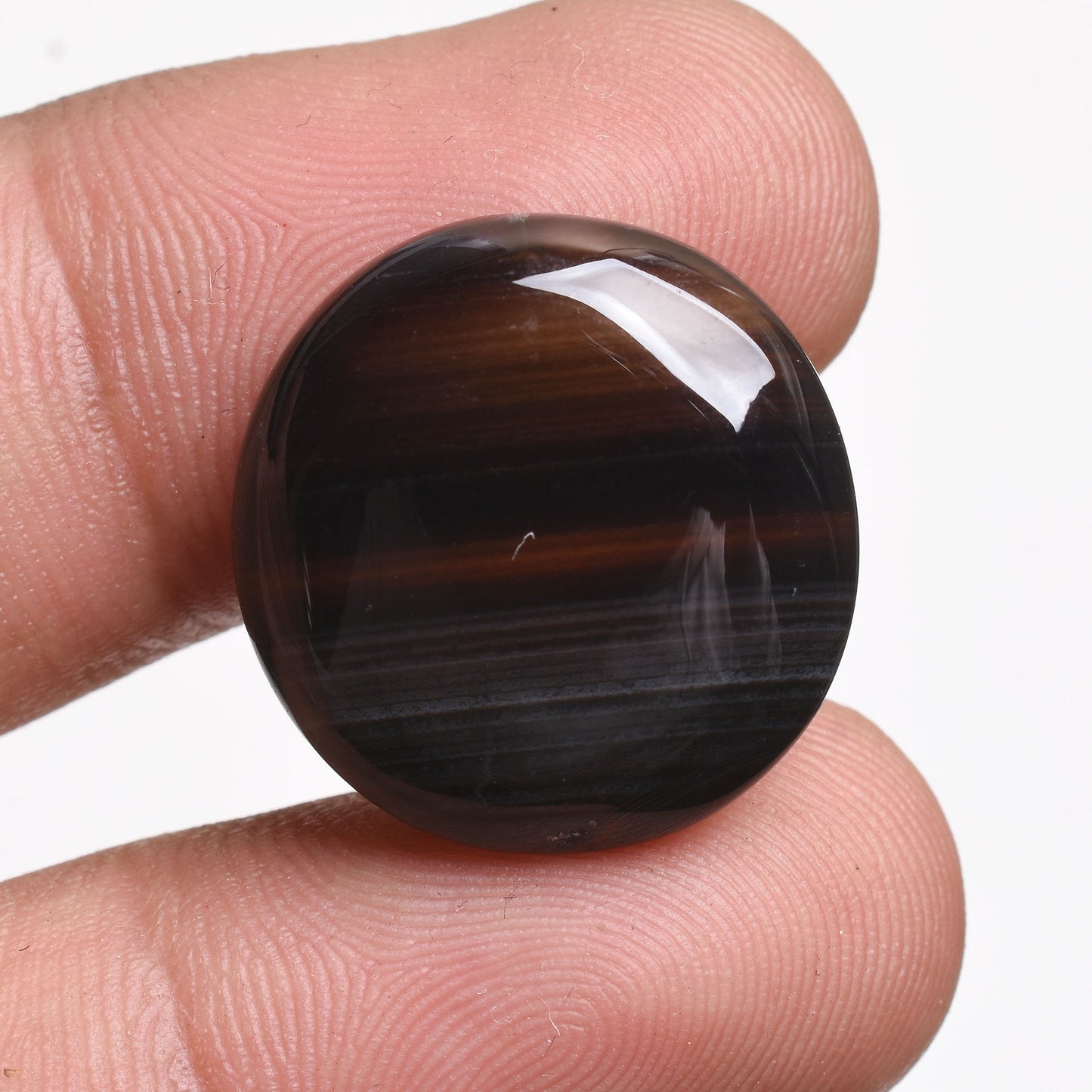 Natural Black Banded Agate Cabochon – Smooth Oval Stone for Jewelry