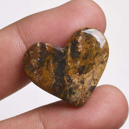 Natural Mango Jasper Heart, Hand-Carved Healing Crystals