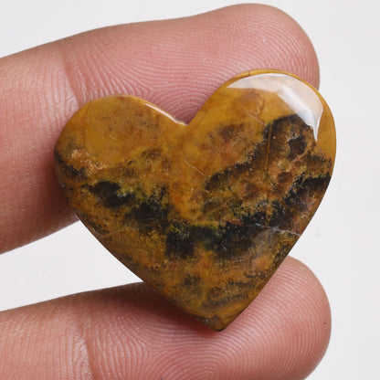 Mango Jasper Heart Cabochon, Hand-Carved Healing Gemstone