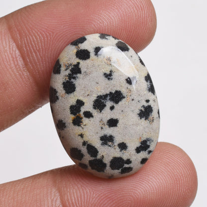 Natural Dalmatian Jasper Cabochon - Oval Shape Polished Gemstone for Jewelry Making