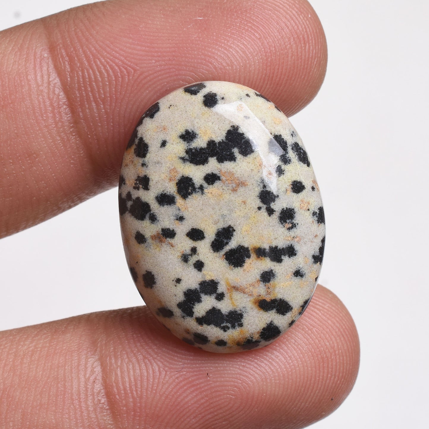 Natural Dalmatian Jasper Cabochon - Oval Shape Polished Gemstone for Jewelry Making