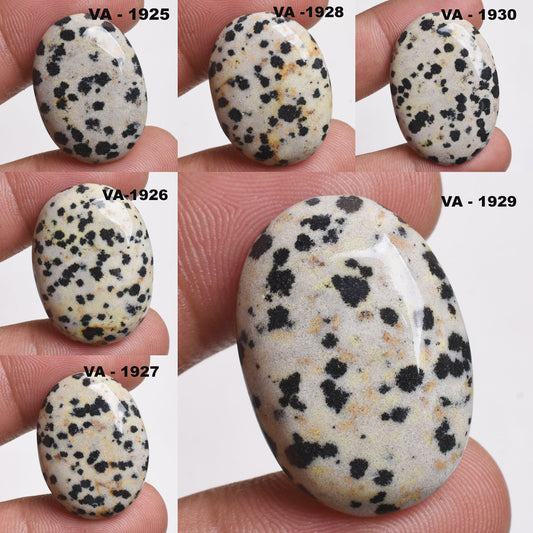 Natural Dalmatian Jasper Cabochon - Oval Shape Polished Gemstone for Jewelry Making