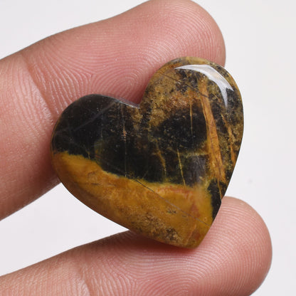 Natural Mango Jasper Heart, Hand-Carved Healing Crystals