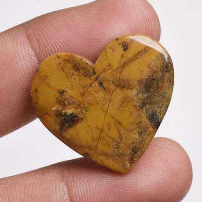 Natural Mango Jasper Heart, Hand-Carved Healing Crystals