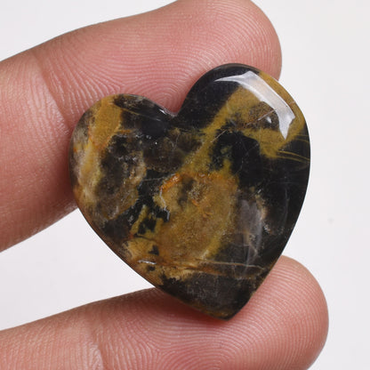 Natural Mango Jasper Heart, Hand-Carved Healing Crystals