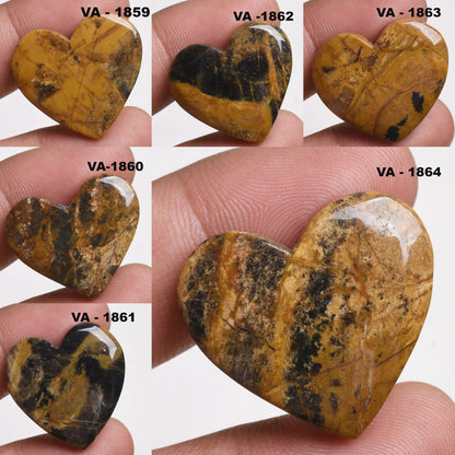 Natural Mango Jasper Heart, Hand-Carved Healing Crystals