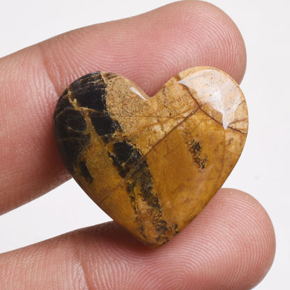 Mango Jasper Heart Cabochon, Hand-Carved Healing Gemstone