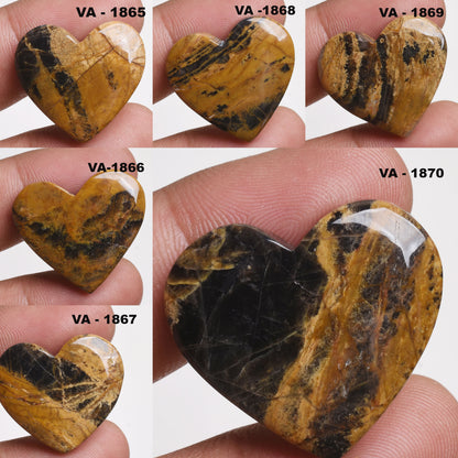 Mango Jasper Heart Cabochon, Hand-Carved Healing Gemstone