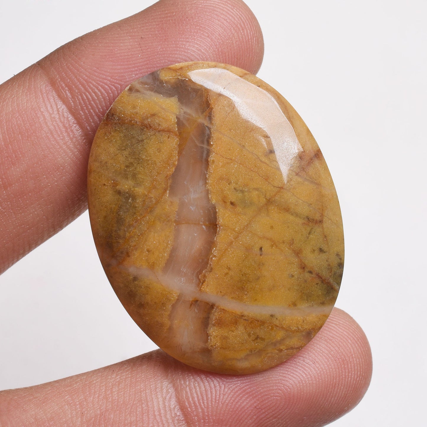 Natural Mango Jasper Cabochon - Oval Pendant Stone for Jewelry Making