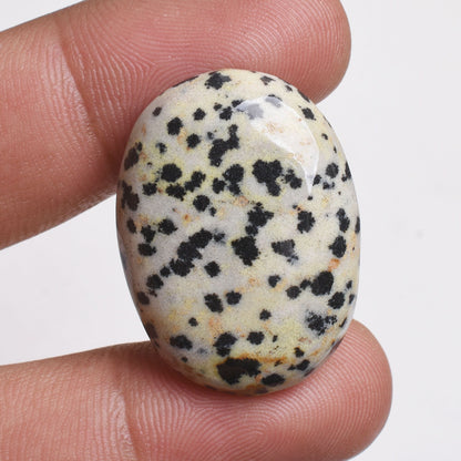 Natural Dalmatian Jasper Cabochon - Oval Shape Polished Gemstone for Jewelry Making