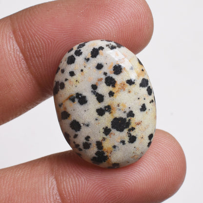 Natural Dalmatian Jasper Cabochon - Oval Shape Polished Gemstone for Jewelry Making