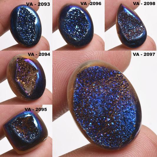 Blue Titanium Druzy Gemstone – High-Quality Flatback Loose Stone