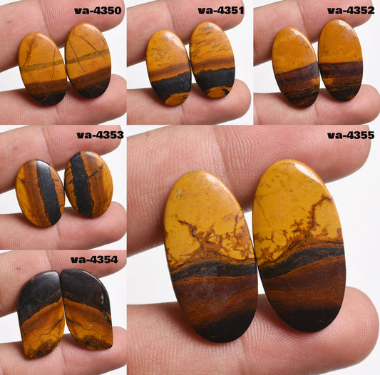 Natural Tiger's Eye Gemstone Pair - Matched Earrings Pair