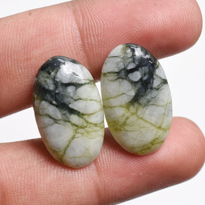 Green Jasper Cabochon Pair – Matching Gemstones for Earrings at Wholesale Prices