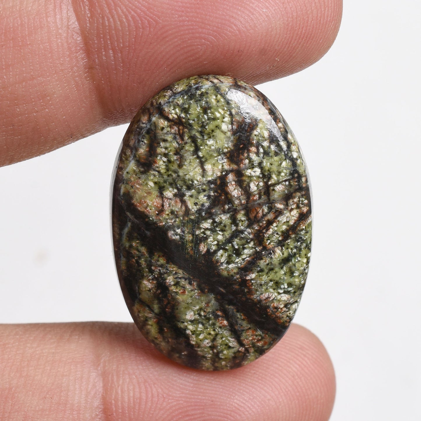 Green Lizard Skin Jasper Cabochon - Loose Jasper Stone Cab, Flatback Stone