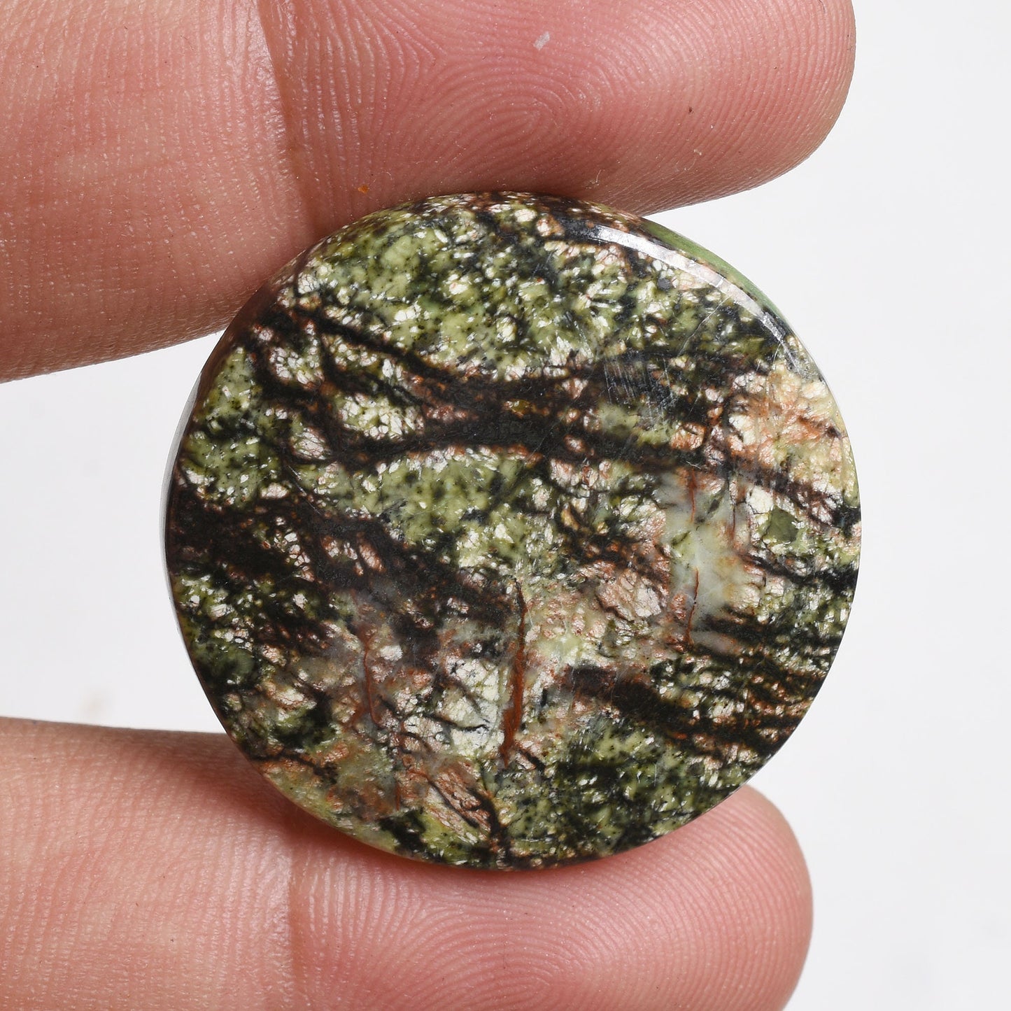 Green Lizard Skin Jasper Cabochon - Loose Jasper Stone Cab, Flatback Stone