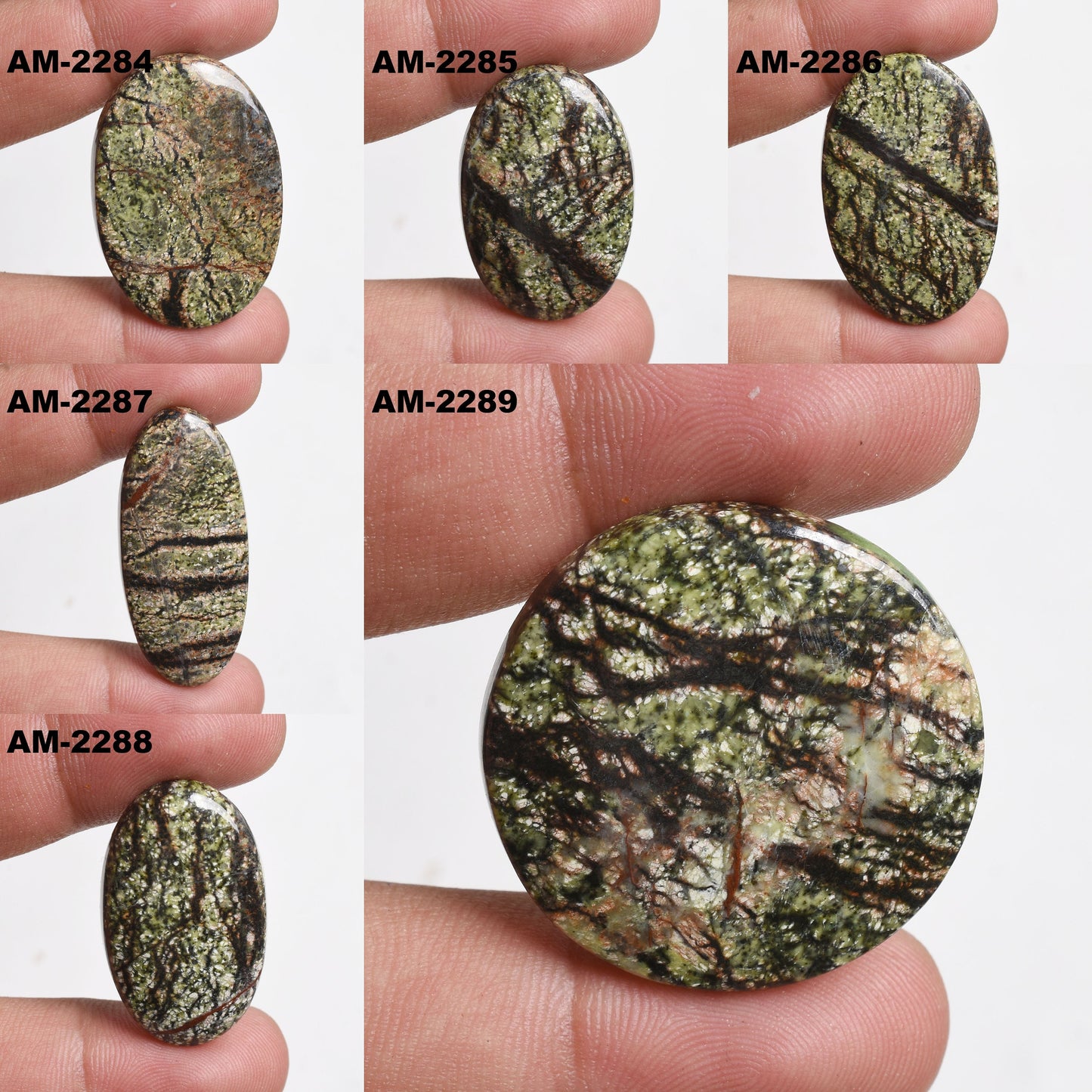 Green Lizard Skin Jasper Cabochon - Loose Jasper Stone Cab, Flatback Stone