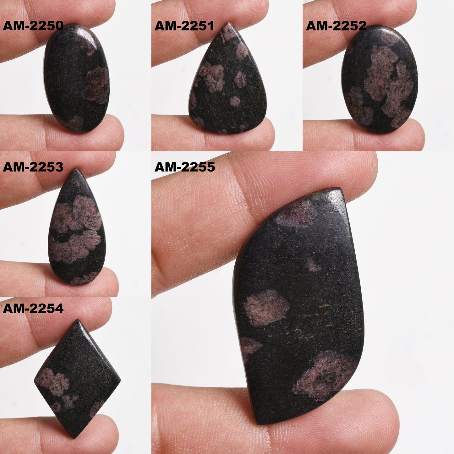 Natural Ruby Fall Cabochons – Polished Blackish Ruby Flat Back Stones, Multiple Shapes