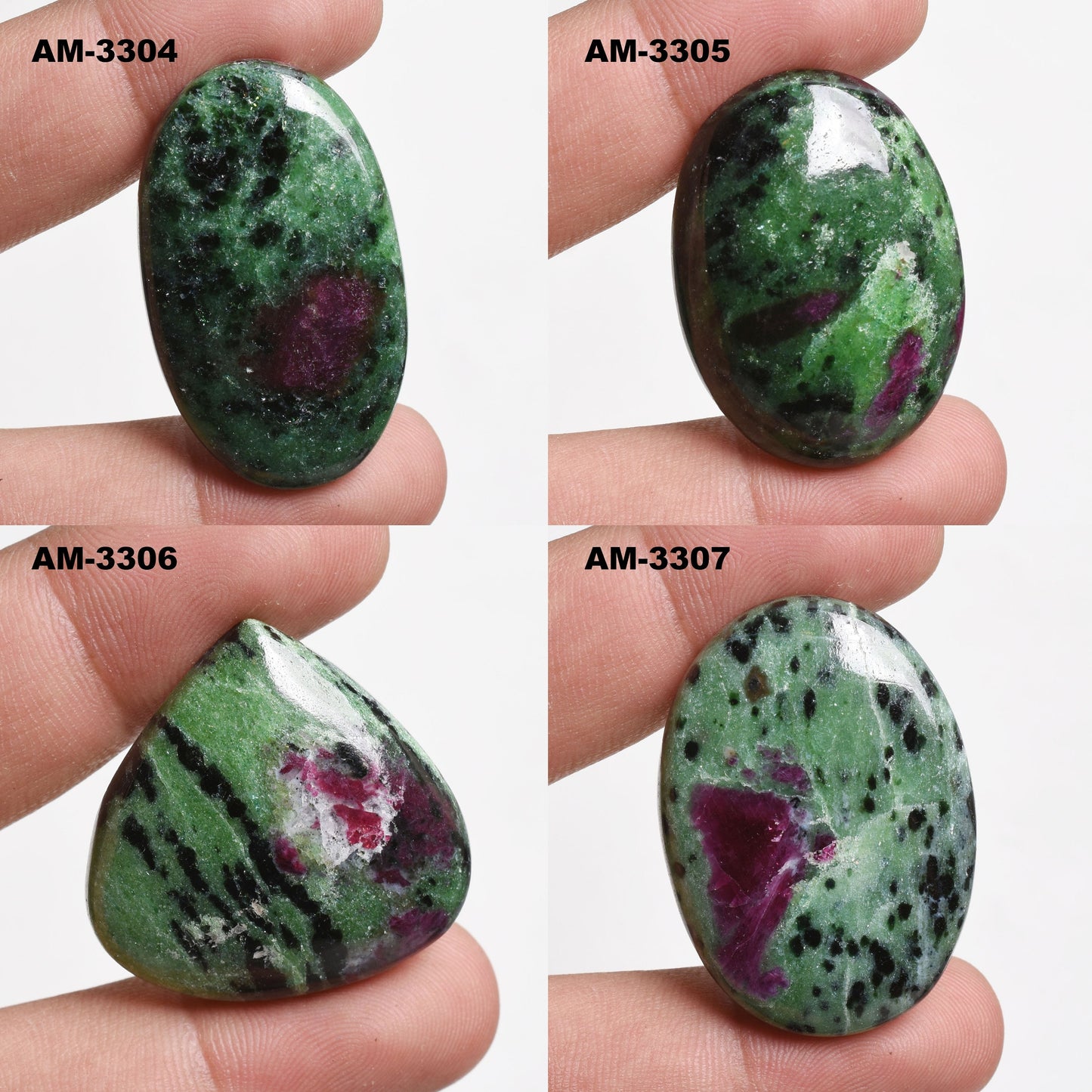 Ruby Zoisite Cabochon - Natural  Gemstone Flat Back Stone for Pendants & DIY Jewelry