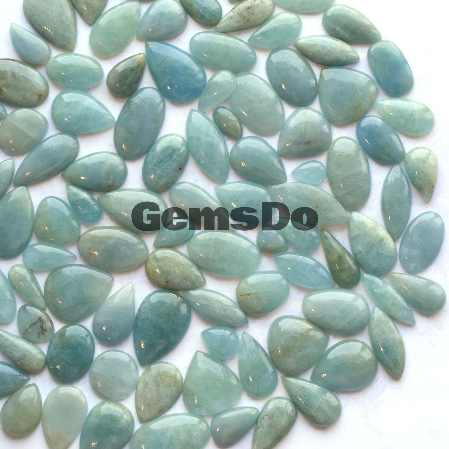 100% Natural Aquamarine Cabochon Lot - Flat Back Gemstones for Wholesale Jewelry Making