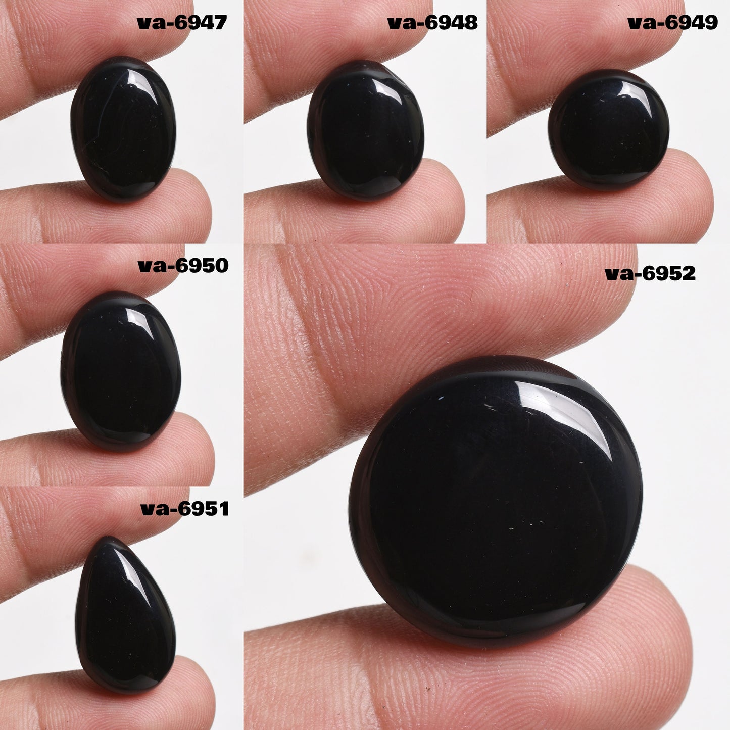 Black Onyx Cabochons – Mixed Shape Loose Stones for Jewelry Making