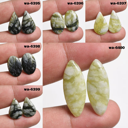 Green Jasper Cabochon Pair – Matching Gemstones for Earrings at Wholesale Prices