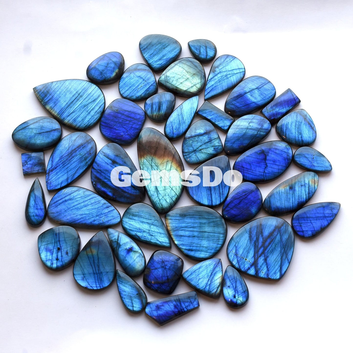 Natural Labradorite Bulk Cabochons, Premium Blue Shine Mix Sizes & Shape Crystal Lot