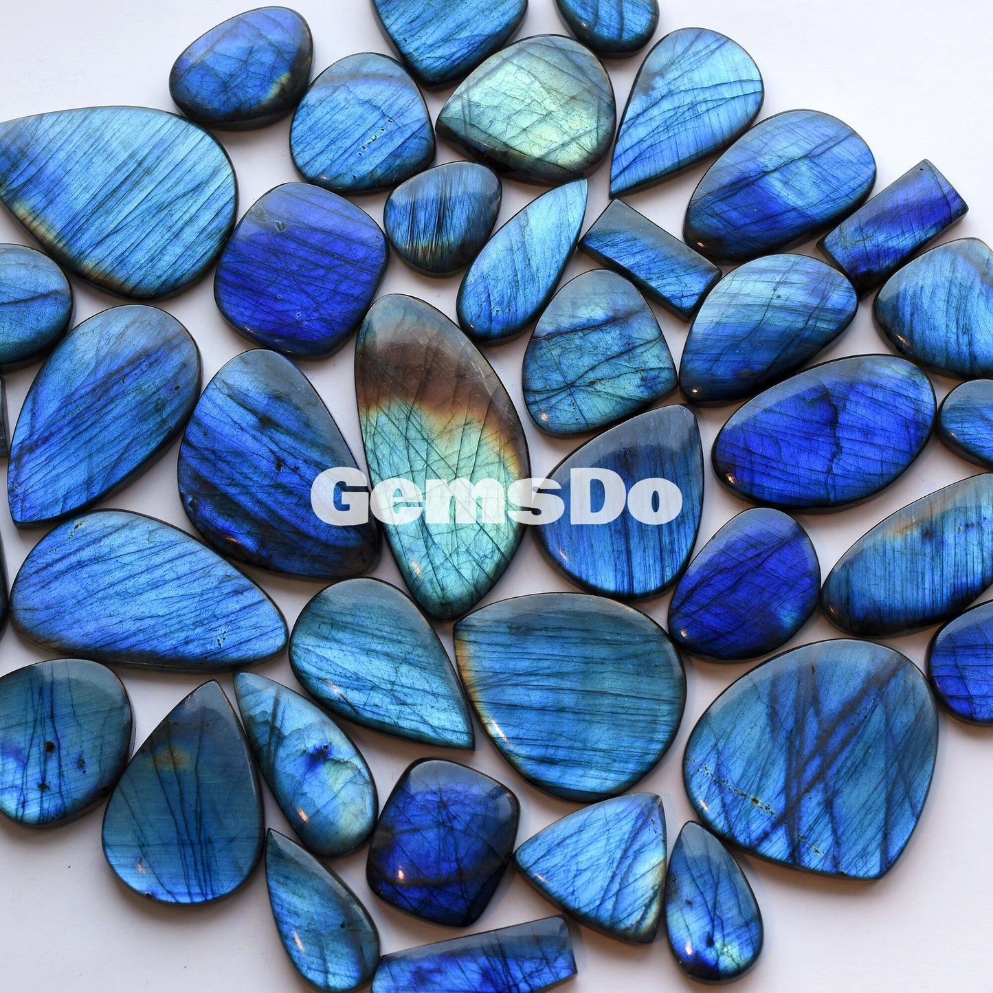 Natural Labradorite Bulk Cabochons, Premium Blue Shine Mix Sizes & Shape Crystal Lot