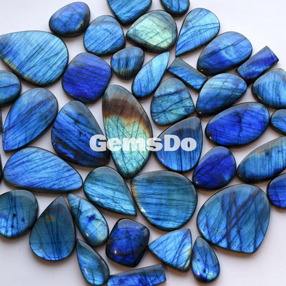 Natural Labradorite Bulk Cabochons, Premium Blue Shine Mix Sizes & Shape Crystal Lot