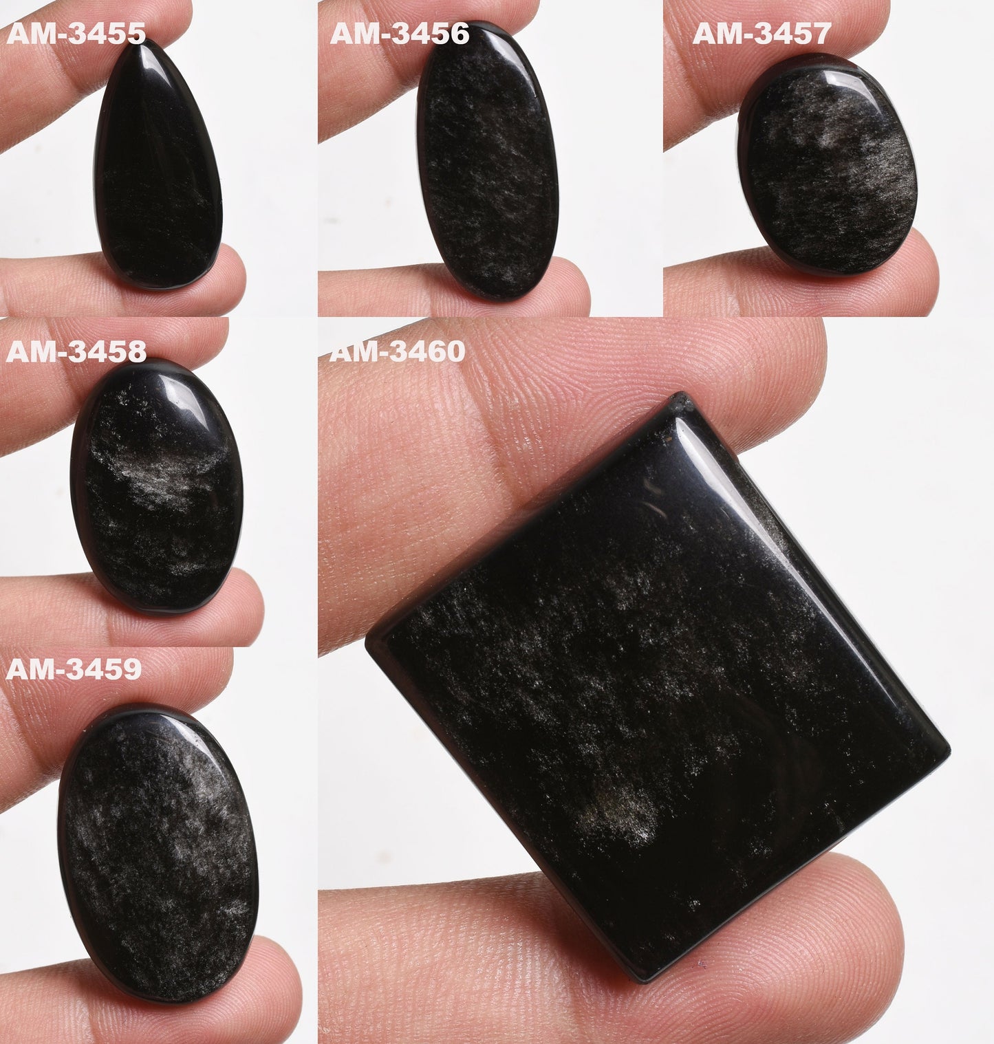 Natural Black Obsidian Cabochon - Polished Mixed Shape Crystal Gemstone