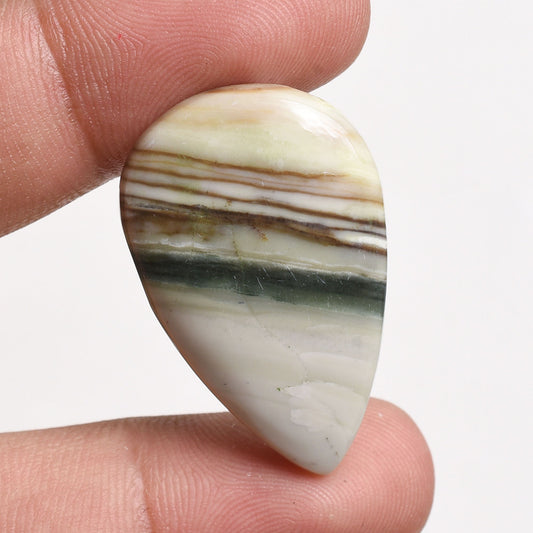 Natural Green Banded Agate Cabochon - Loose Gemstone for Jewelry & Pendant Making