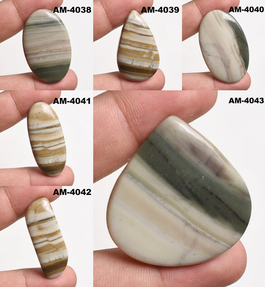 Green Banded Agate Cabochon - Unique Loose Gemstone