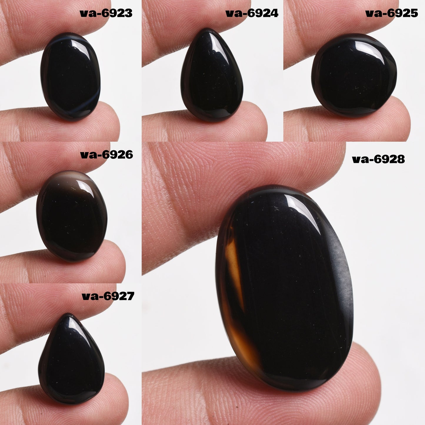 Oval & Pear Shaped Black Onyx Cabochon - Loose Gemstone for Jewelry Making Wholesale