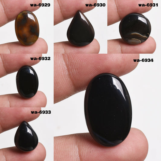 Black Onyx Cabochon - Oval & Pear Shaped Wholesale Loose Gemstones