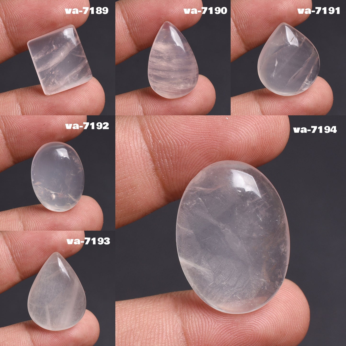 Natural Rose Quartz Gemstone - Mix Shape Flatback Crystal cabochon