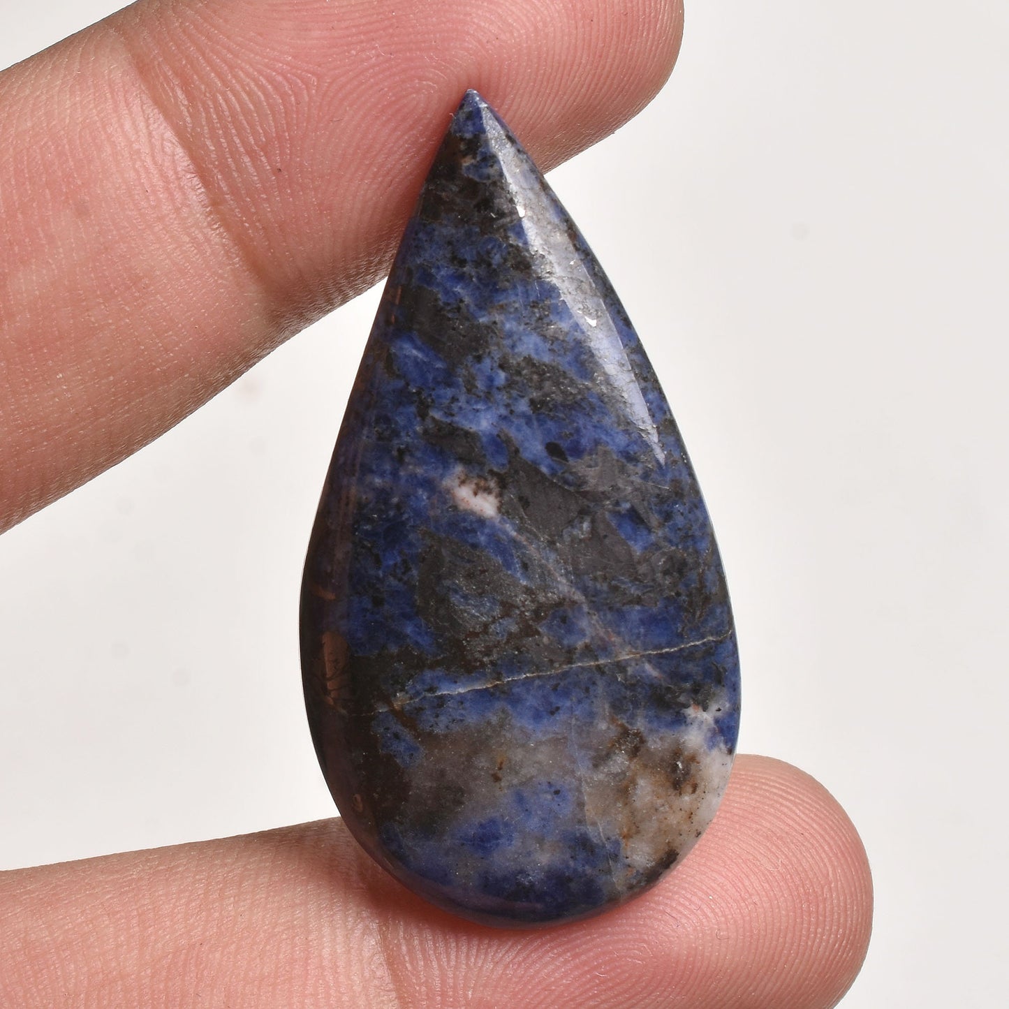 Rare Blue Copper Sodalite Gemstone - Hand Polished Pear Shape Cabochon, AAA+ Quality