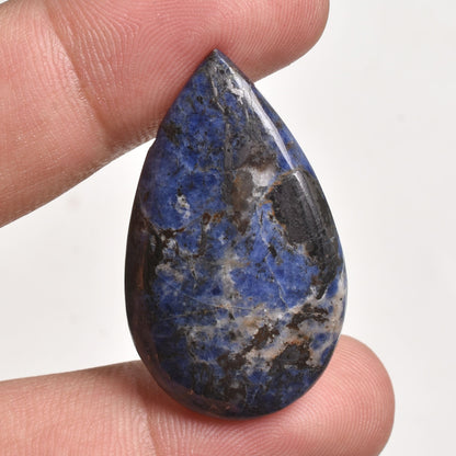 Rare Blue Copper Sodalite Gemstone - Hand Polished Pear Shape Cabochon, AAA+ Quality