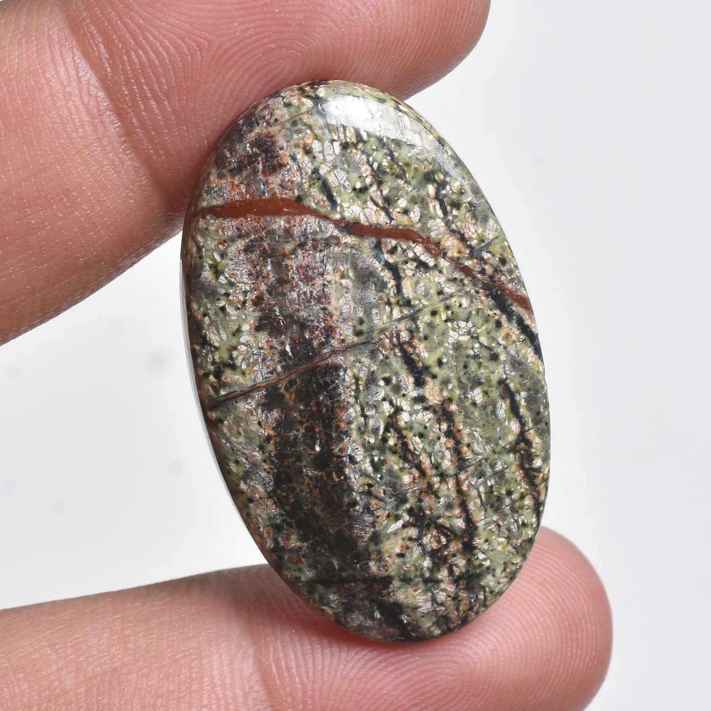 Natural Green Lizard Skin Jasper Cabochon - Smooth Polished Wholesale Gemstone