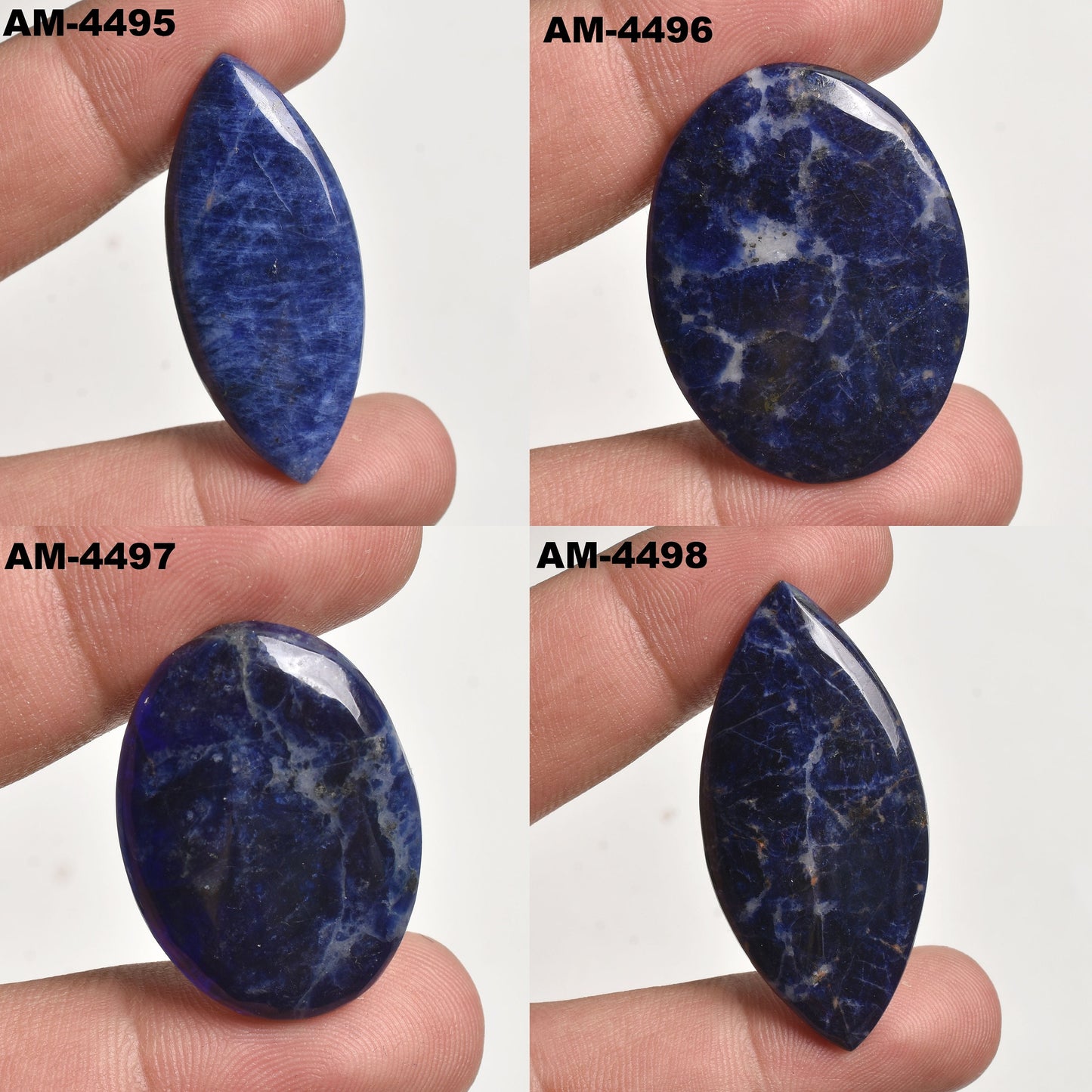 AAA+ Sodalite Gemstone Cabochon - Hand Polished Oval-Marquise Shapes for Jewelry Making