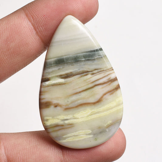 Green Banded Agate Cabochon Loose Gemstone - Natural Agate for Jewelry & Pendant Making